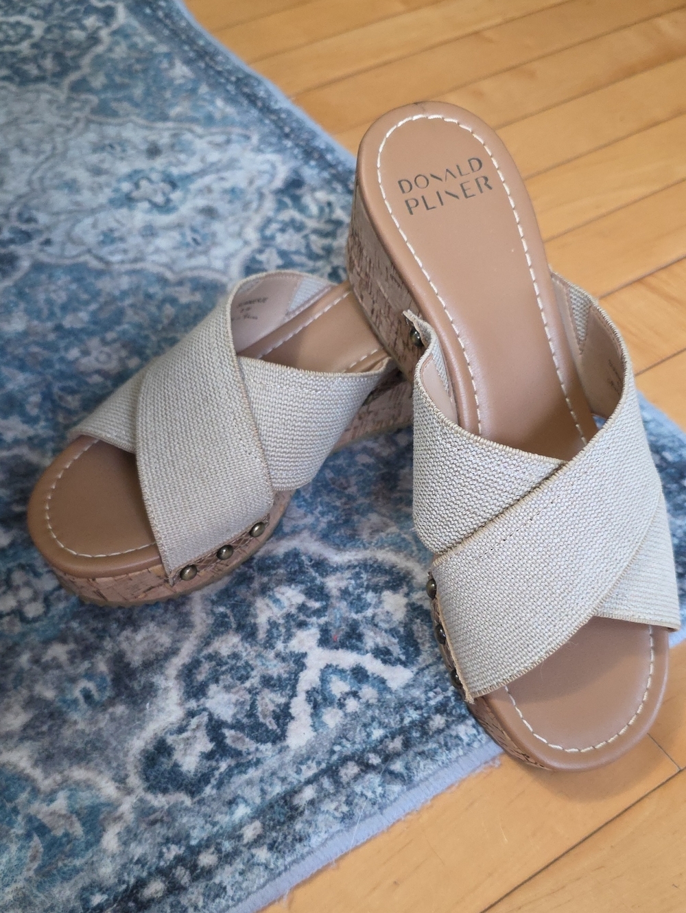 Donald J. Pliner Beige Crossband Platform Mules
